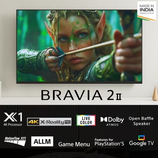 Sony 108 cm (43 inches) BRAVIA 2 4K Ultra HD Smart LED Google TV, K-43S22M2, Black