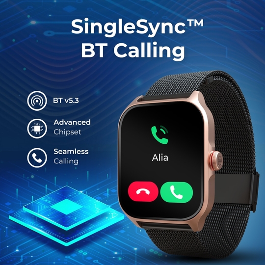 Titan Zeal Premium Metal Smartwatch with 4.69 cm (1.85 inch) AMOLED Display, BT Calling, AI Coach, 100+ Sports Modes, Voice Assistant & IP68 Water Resistance, Rose Gold & Brown Leather