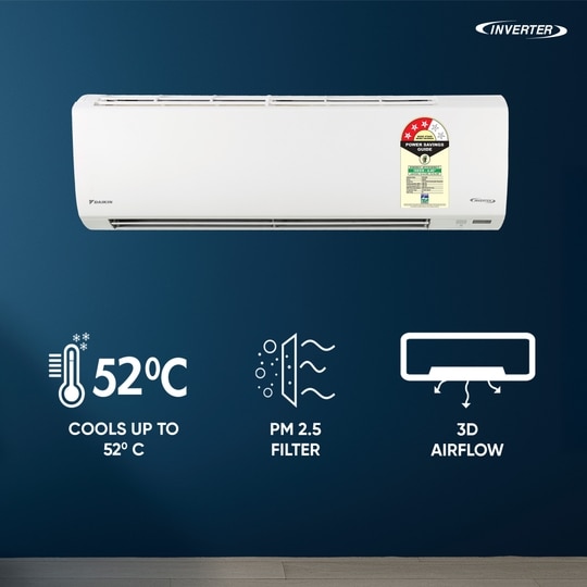Daikin Premium 1.5 Ton 3 Star Inverter Split AC (Copper Condenser, ATKL50XV, White)