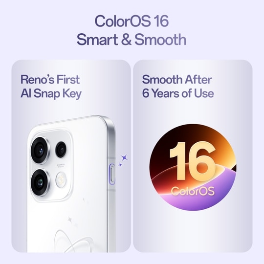 OPPO Reno16c 256 GB, 8 GB RAM, Starry White, Mobile Phone
