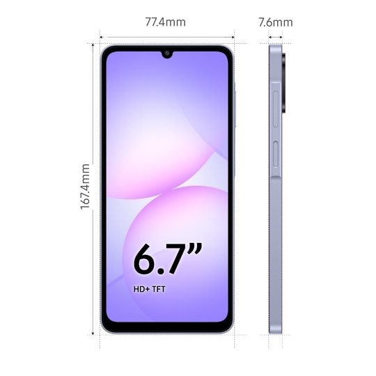 Samsung Galaxy A07 4G 64 GB, 4 GB RAM, Violet, Mobile Phone