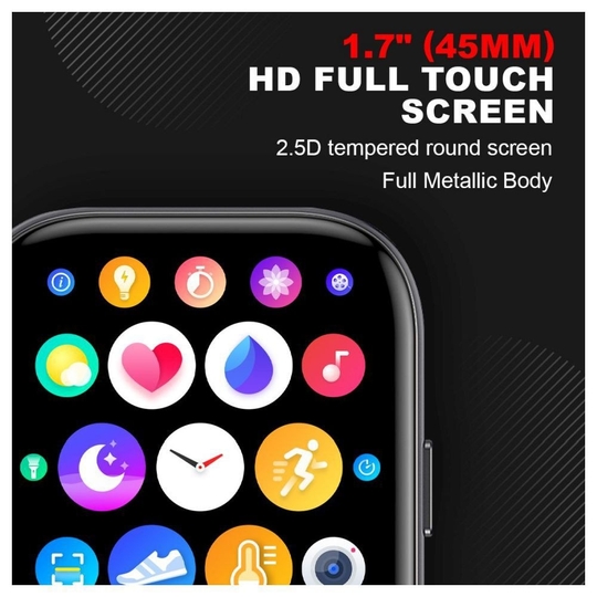 Fire-Boltt Mercury Smart Watch, 43mm HD display, SpO2 monitor, HR Monitor, Sleep Tracker, Body Temperature measurement, Active Sports Mode, Sedentary Alerts, IP67 Water Resistant, Smart Notifications (Black)