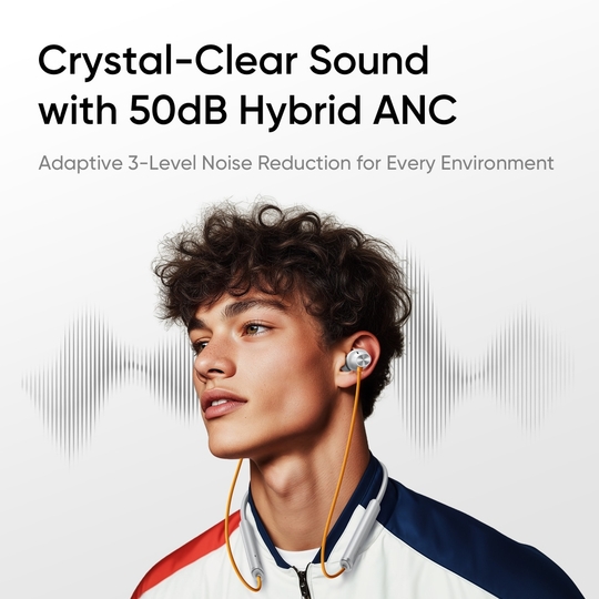 realme Buds Wireless 5 ANC Bluetooth Neckband, Midnight Black
