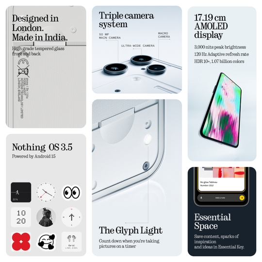 Nothing Phone (3a) Lite 5G 128 GB, 8 GB RAM, White, Mobile Phone
