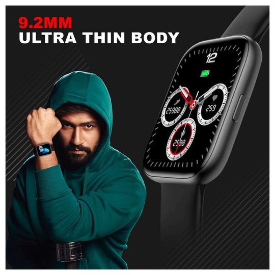 Fire-Boltt Mercury Smart Watch, 43mm HD display, SpO2 monitor, HR Monitor, Sleep Tracker, Body Temperature measurement, Active Sports Mode, Sedentary Alerts, IP67 Water Resistant, Smart Notifications (Black)