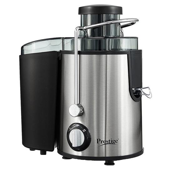 Prestige PCJ 7.0 500W Centrifugal Juicer, Anti-Drip, Dual Locking System, Black and Steel