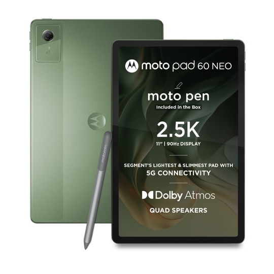 Motorola Pad 60 Neo 27.94 cm (11 Inch) WiFi + 5G Tablet with Pen, 4 GB RAM, 128 GB ROM, Pantone Bronze Green, ZAGW0002IN