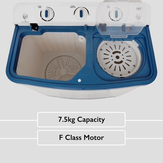 LYF 7.5 Kg 5 Star Semi Automatic Top Loading Washing Machine (LWS-N75ETWBP), Blue