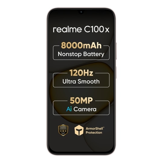 Realme C100X 4G 64 GB, 4 GB RAM, Golden Coast, Mobile Phone