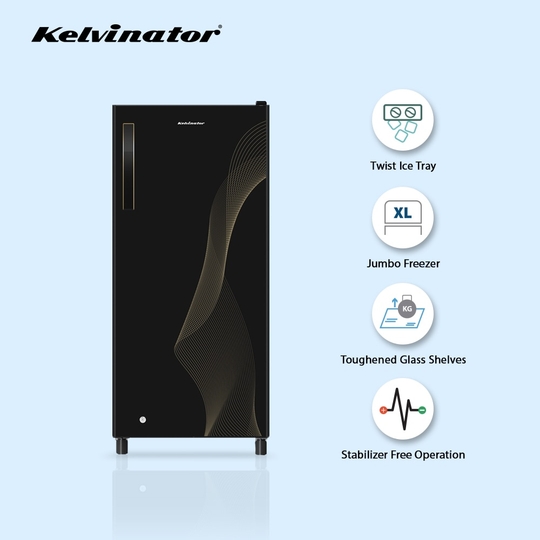 Kelvinator 190 litres 2 Star Single Door Refrigerator Refrigerator, Black KRD-A210BKG
