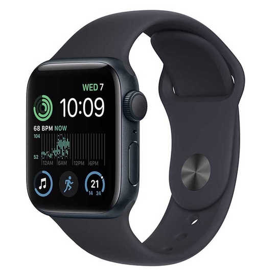 Apple Watch SE (2nd Generation) GPS 40mm Midnight Aluminium Case with Midnight Sport Band, 3rd Gen Optical Heart Sensor, Crash Detection, Fall Detection, 32 GB Capacity, 64-bit dual-core processor