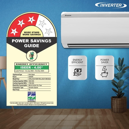 Daikin 1 Ton 3 Star ATKL35U Inverter Split AC (3D Airflow, 100 percent Copper, Hepta Sense, Triple Display, White, 2023