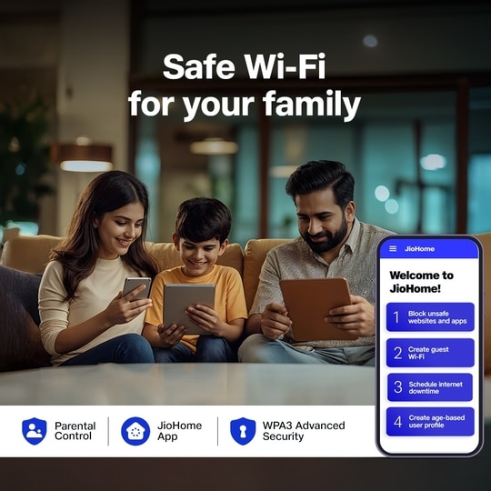 Jio AX6000 Universal Wi-Fi 6 Router, Dual Band, Mesh Ready, Gaming Router, Upto 6 Gbps Speed, 8K Streaming, WPA3 Advanced Security, MU-MIMO, OFDMA, Wide Coverage, Easy Setup, JioHome App, (JIDU6801 IN)