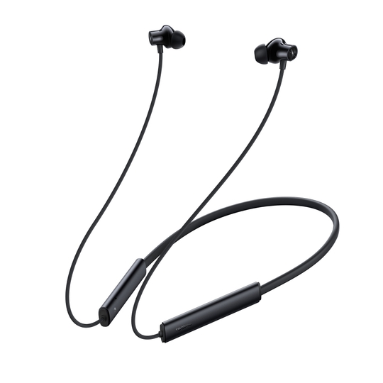 Realme Buds Wireless 3 Neckband, Upto 40 hrs of playtime, Fast Charging, Dual Device Connection, 13.6 mm Dynamic Bass Driver, IP55, Spatial Audio, Bluetooth v5.3, Pure Black