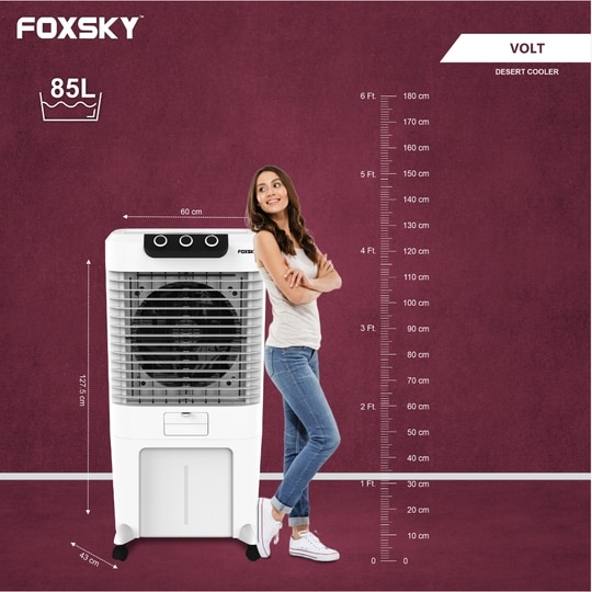 Foxsky Volt 85 L Desert Air Cooler with Honeycomb Cooling Pads, 100% Copper Motor
