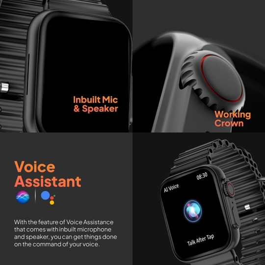 Fire-Boltt Gladiator Smartwatch with 4.97 cm (1.96 inch) HD Display & 600 nits Brightness, Bluetooth Calling, Upto 7 Days Battery, 120+ Sports Modes, Functional Crown, AI Voice Assistant, IP67 Water Resistant (Ocean Black)