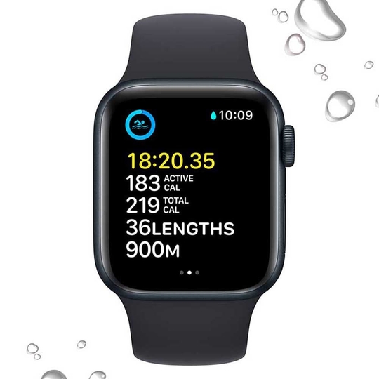 Apple Watch SE (2nd Generation) GPS 40mm Midnight Aluminium Case with Midnight Sport Band, 3rd Gen Optical Heart Sensor, Crash Detection, Fall Detection, 32 GB Capacity, 64-bit dual-core processor