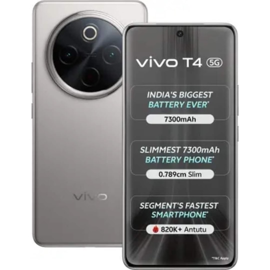 Vivo T4 5G 128 GB, 8 GB RAM, Grey, Mobile Phone