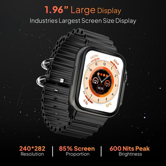 Fire-Boltt Gladiator Smartwatch with 4.97 cm (1.96 inch) HD Display & 600 nits Brightness, Bluetooth Calling, Upto 7 Days Battery, 120+ Sports Modes, Functional Crown, AI Voice Assistant, IP67 Water Resistant (Ocean Black)