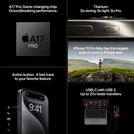 Apple iPhone 15 Pro 256 GB, White Titanium