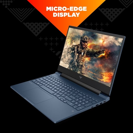 HP Victus 15 15-fa2429TX Gaming Laptop (Intel Core 5 210H/16 GB/512 GB SSD/6 GB-NVIDIA GeForce RTX 4050/Windows 11 Home/MS Office Home 2024/Full HD), 39.6 cm - 15.6 inch, Performance Blue, Chrome Logo