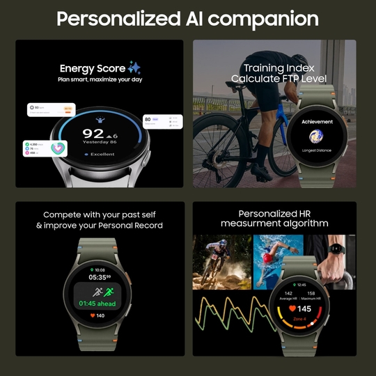 Samsung Galaxy Watch 7 44 mm Bluetooth + LTE Smart Watch, 3nm Processor, Dual GPS, Sapphire Glass & Armour Aluminum, 5ATM & IP68, HR, SpO2, BP & ECG Monitor, Silver, SM-L315FZSAINS