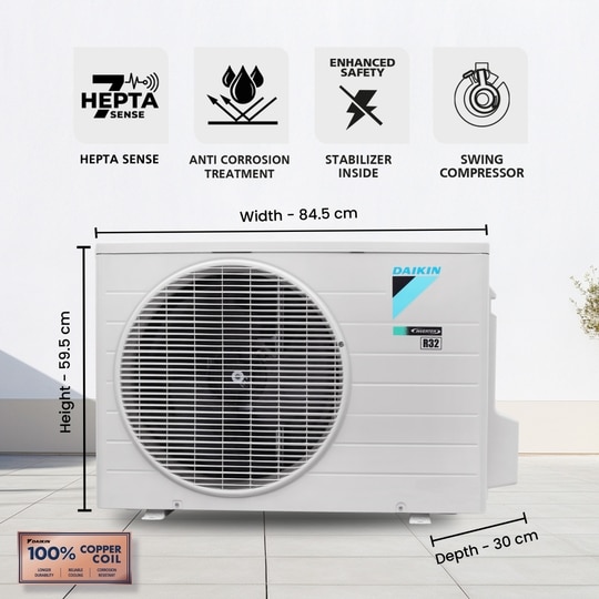 Daikin Premium 1.5 Ton 3 Star Inverter Split AC (Copper Condenser, ATKL50XV, White)