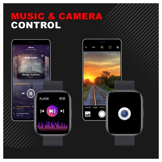 Fire-Boltt Mercury Smart Watch, 43mm HD display, SpO2 monitor, HR Monitor, Sleep Tracker, Body Temperature measurement, Active Sports Mode, Sedentary Alerts, IP67 Water Resistant, Smart Notifications (Black)