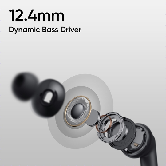 realme Buds T310 TWS Bluetooth Earbuds with 12.4 mm Dynamic Bass Driver, 40 Hrs Total Playback, Fast Charge (10 min Charge for 5 hrs Playback), Vibrant Black