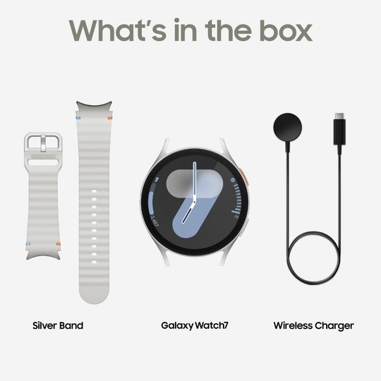 Samsung Galaxy Watch 7 44 mm Bluetooth + LTE Smart Watch, 3nm Processor, Dual GPS, Sapphire Glass & Armour Aluminum, 5ATM & IP68, HR, SpO2, BP & ECG Monitor, Silver, SM-L315FZSAINS