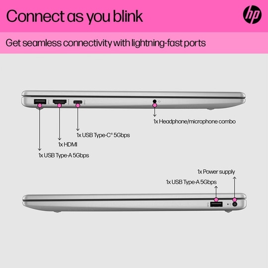 HP 15 Laptop, AMD Ryzen 5 7530U, 16GB DDR4 RAM, 512GB SSD, AMD Radeon Graphics, 15.6 inch (39.62 cm) FHD Anti-Glare 250nits, Backlit Keyboard, Windows 11 Home, MS Office 2024, Natural Silver, 15-FC0782AU