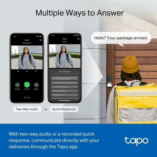 TP-Link Tapo D230S1 2K 5Mp/1920p Smart Wireless Security Video Doorbell