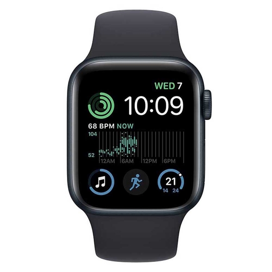Apple Watch SE (2nd Generation) GPS 40mm Midnight Aluminium Case with Midnight Sport Band, 3rd Gen Optical Heart Sensor, Crash Detection, Fall Detection, 32 GB Capacity, 64-bit dual-core processor