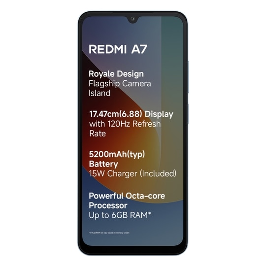 Redmi A7 4G, 64 GB, 3 GB RAM, Sky Blue, Mobile Phone