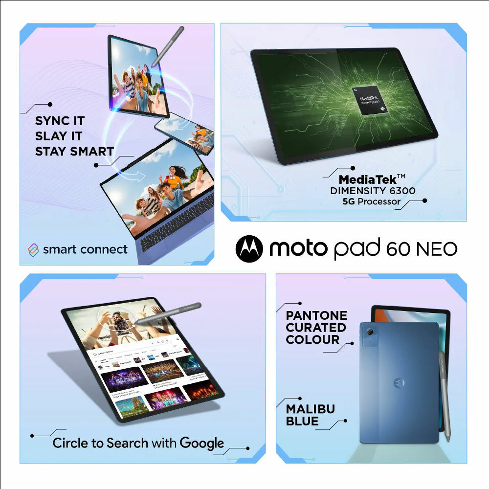 Motorola Pad 60 Neo Tablet 8GB RAM 128GB Storage Malibu Blue 1 Pieces - Image 2