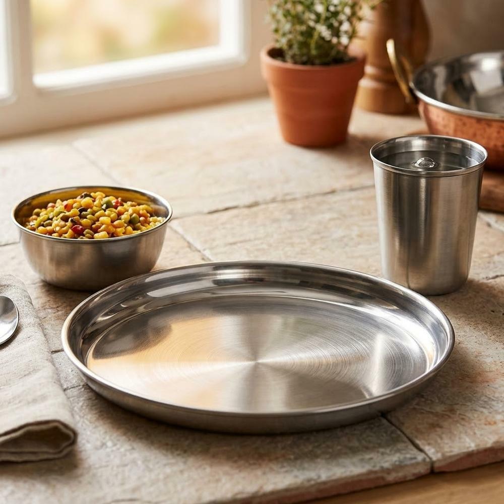 Buy Veer Steel Laser Dinner Set (3 pcs) Online at Best Prices in India - JioMart Rs. 99