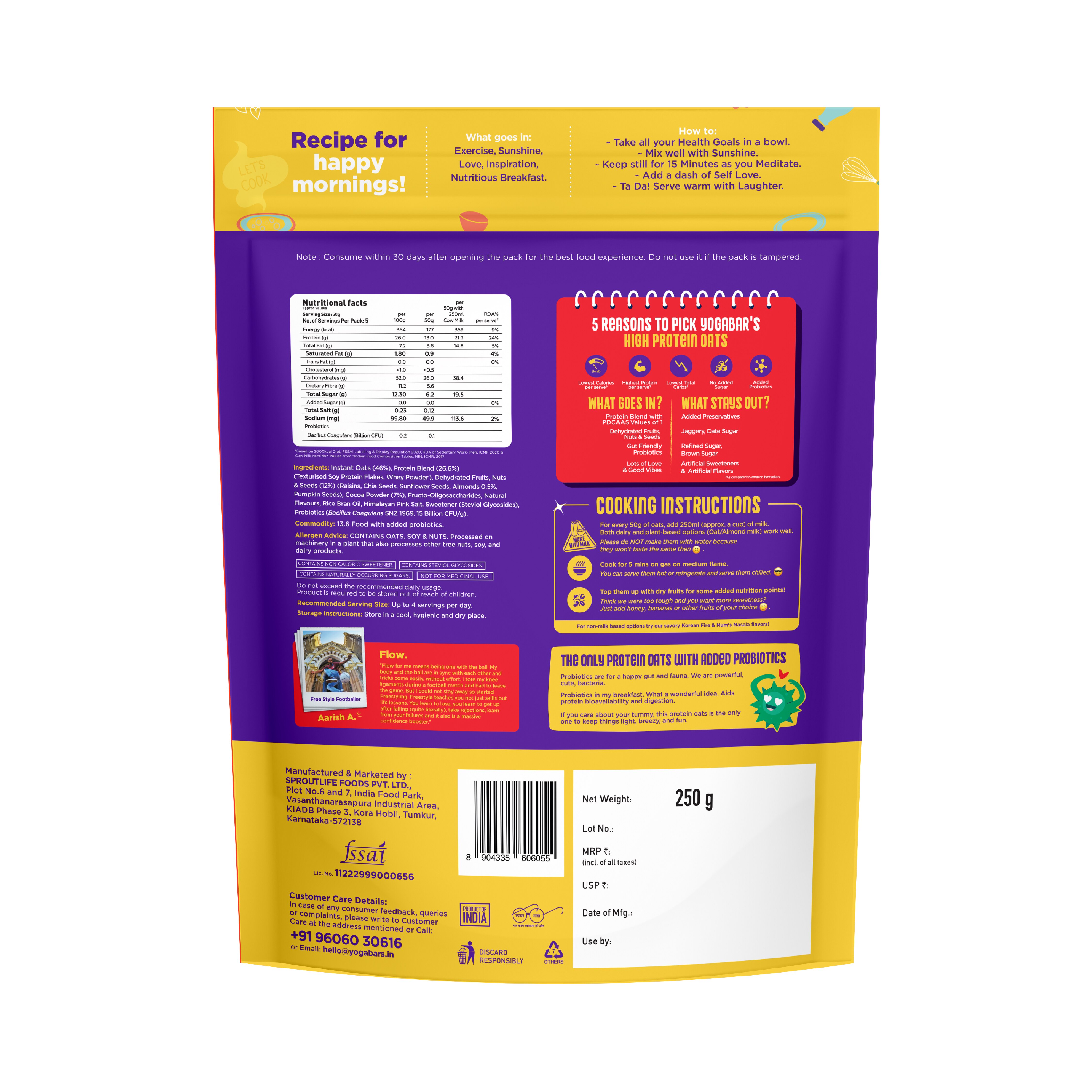 Yogabar High Protein Oats Dark Chocolate 250 g - Image 2