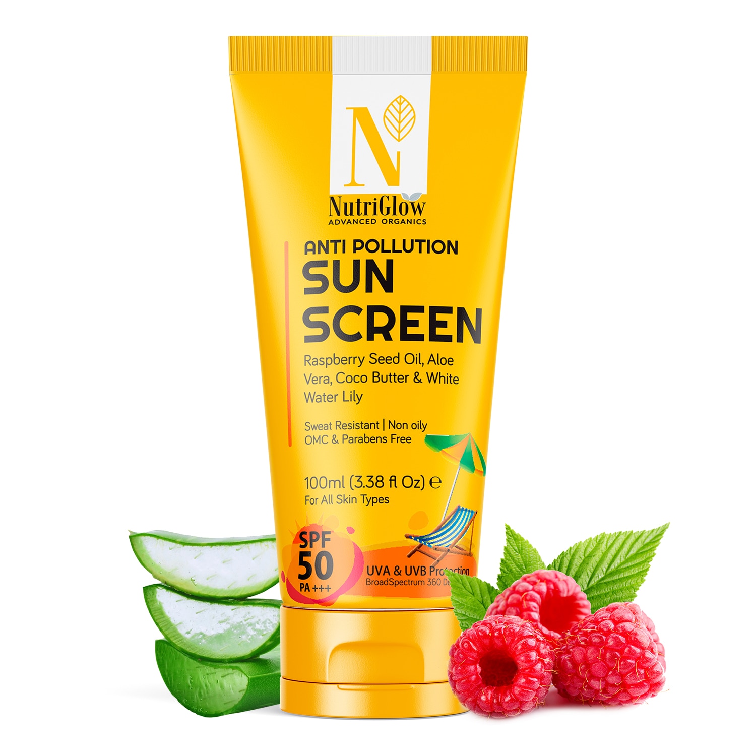 NutriGlow Anti Pollution Sunscreen SPF 50 PA+++ 100ml 1 Pieces - Image 1