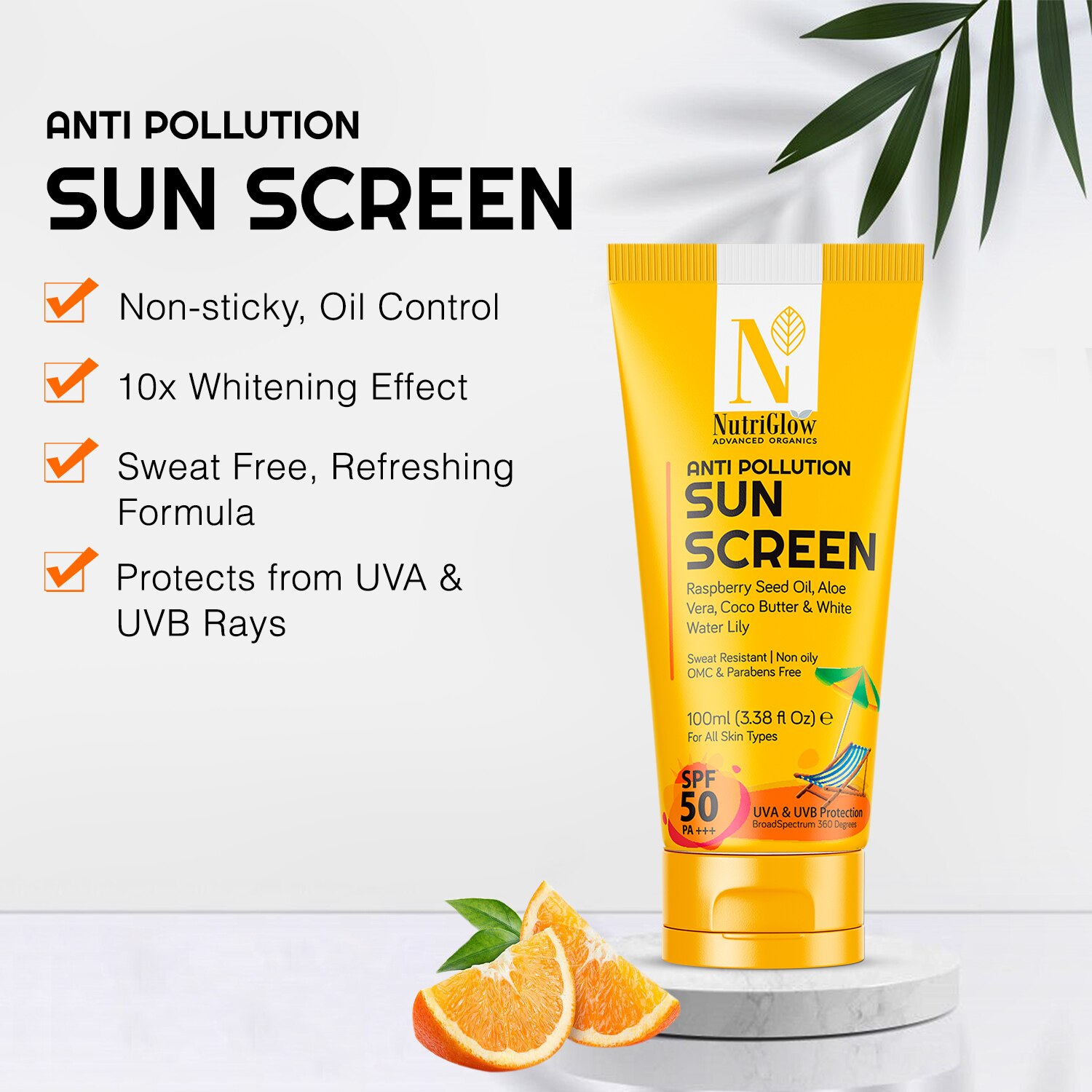NutriGlow Anti Pollution Sunscreen SPF 50 PA+++ 100ml 1 Pieces - Image 2
