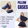 HIMS Set of 2 Satin Silk Pillowcase for Hair and Skin Standard Size 18"X 28" with Soft Breathable Smooth Cooling Pillow Covers for Sleeping (2, Blue)