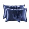 HIMS Set of 2 Satin Silk Pillowcase for Hair and Skin Standard Size 18"X 28" with Soft Breathable Smooth Cooling Pillow Covers for Sleeping (2, Blue)