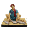 pujaNpujari Golu Dolls Fish Seller Kolu Bommalu / Bommai for Dussera / Navaratri Decorative Showpiece - 10 cm (Clay, Multicolor)