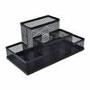 Fixily Mesh Pen Holder | 4 Compartment Metal Pencil Case | Desk Organizer Stand | Office, Home & School Use | Storage Rack (Black)