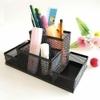 Fixily Mesh Pen Holder | 4 Compartment Metal Pencil Case | Desk Organizer Stand | Office, Home & School Use | Storage Rack (Black)