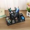 Fixily Mesh Pen Holder | 4 Compartment Metal Pencil Case | Desk Organizer Stand | Office, Home & School Use | Storage Rack (Black)