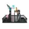 Fixily Mesh Pen Holder | 4 Compartment Metal Pencil Case | Desk Organizer Stand | Office, Home & School Use | Storage Rack (Black)