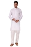Preen Men White Solid Cotton Blend Kurta and Pyjama Set