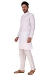 Preen Men White Solid Cotton Blend Kurta and Pyjama Set