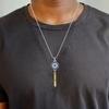 Memoir  Bass Gold bar evil eye pendant