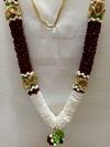 Ramesh Sai Sri Sainath Enterprises Brown and Cream FLOWEERS with Gold Rose and Jasmine FLOWES Garland LENTH 16.5 INC